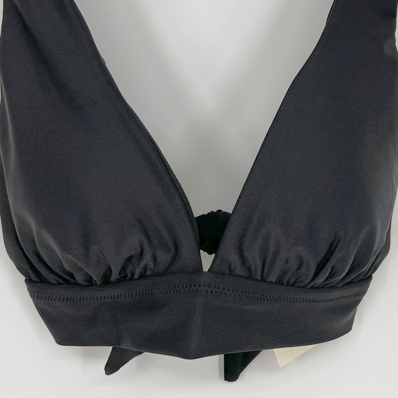 Aerie Women's Triangle Bikini Swim Top Size M Black Tie Back Banded Padded - Picture 2 of 8